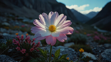 Luminous flower in mountains during the day 30.