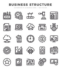 Business Structure Lineal icons collection. 25 icon set. Vector illustration.