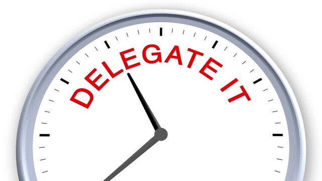 Delegate It Word or Text on Clock Moving Fast for Time Concept on White Background and Green Screen
