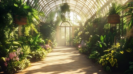 Obraz premium Sunlight Streaming Through a Greenhouse