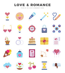 Love & Romance web icons in Flat style.