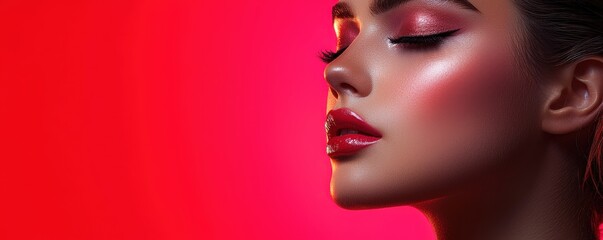 Sleek makeup look guide, luxurious stock image, trendy and professional beauty digital background with copy space
