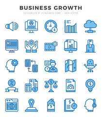 Business Growth Icons Pack. Two Color icons set. Two Color icon collection set.
