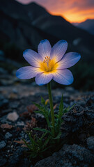 Luminous flower in mountains during the day on vertical background 7.