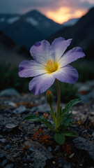 Luminous flower in mountains during the day on vertical background 17.
