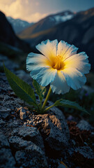 Luminous flower in mountains during the day on vertical background 19.