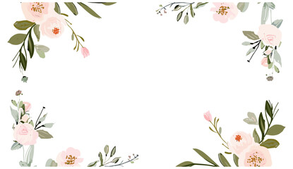 Set of elegant floral frame decoration elements, Hand drawn floral frames with flowers, borders and dividers, frame corners and branch, branch and leaves. Elegant label template. Vector illustration 