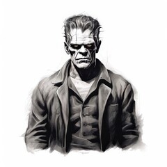 Obraz premium an AI Image Generator, Halloween Accessory with Green Skin and Bolts, Classic Horror Style