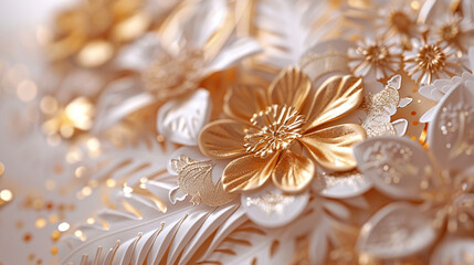 An overhead view of a beautifully crafted handmade greeting card, featuring cut-out paper shapes, glitter, and a handwritten message in elegant calligraphy.