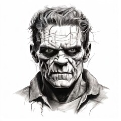 an AI Image Generator, Halloween Accessory with Green Skin and Bolts, Classic Horror Style