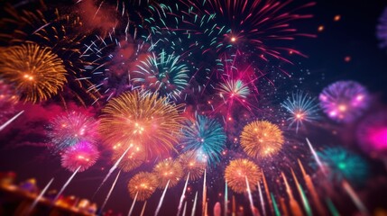 Fototapeta premium Colorful Fireworks Display in the Night Sky