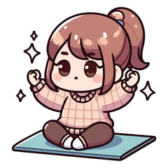 Cute girl doing breathing exercise. Care. Awareness, mindfulness and meditation.