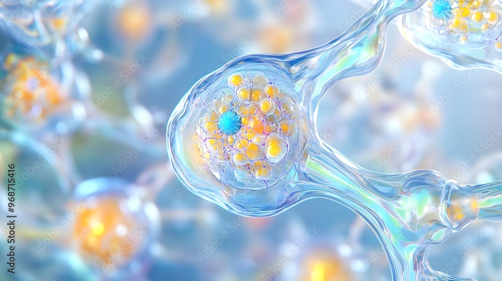 Poster abstract neuron cell microscopic 3d render