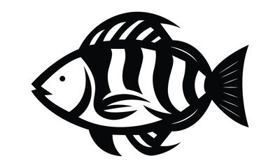 New Fish Black And White Vector Illustration 