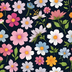 seamless pattern with autumn flowers