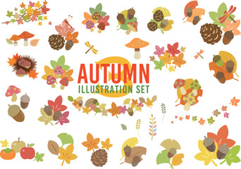 Autumn Illustration Set　秋のかわいいアイコン、イラストセット3