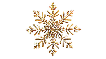 Glitter golden snowflake on transparent background 