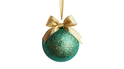 Green decoration Christmas ball on transparent background