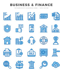Collection of Business & Finance 25 Two Color Icons Pack.