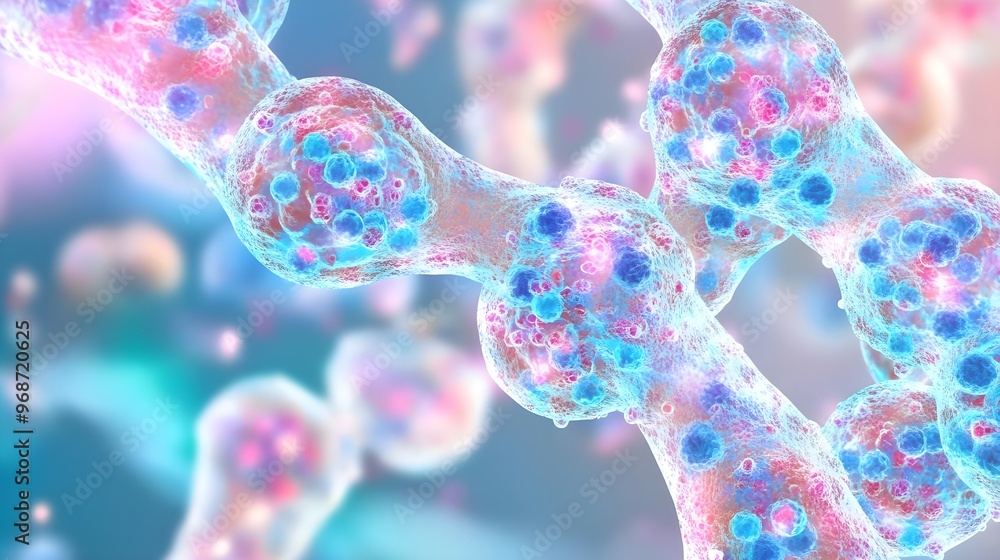 Poster microscopic view of cells and structures - abstract medical background