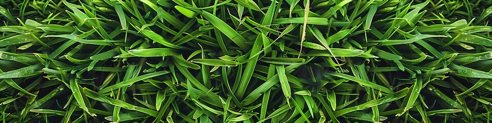 Obraz premium Field of green grass and blooming daisies and dandelions, a lawn in spring.