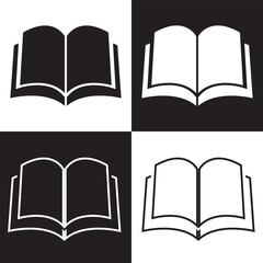 Book icon set. Simple book symbol. isolated on black and white background. Vector Illustration. EPS 10