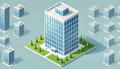 マンションのイメージイラスト、高層ビル群、都市計画