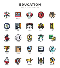 Vector icons set of Education. Lineal Color style Icons.