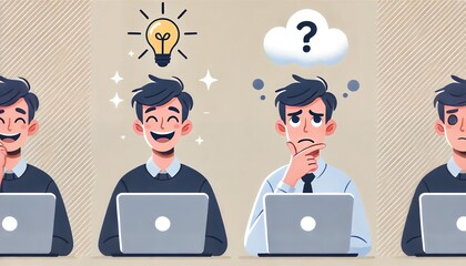 ノートパソコンでオンラインコミュニケーションをとっている男性