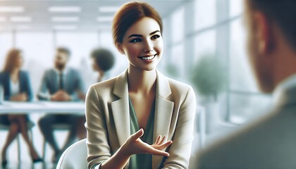 会話をするビジネスウーマン