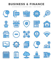 Business & Finance Two Color icons collection. Two Color icons pack. Vector illustration