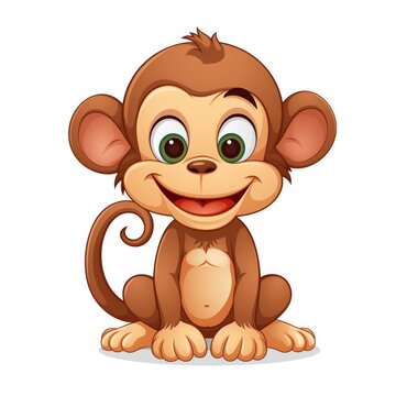 recommend clip art: Cartoon monkey on white background