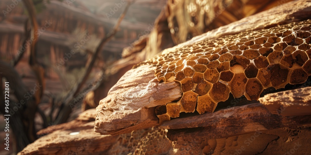 Poster sandstone rock displaying honeycomb weathering patterns