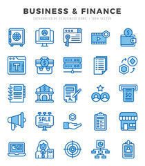 Business & Finance icons set. Collection of simple Two Color web icons.