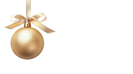 Gold decoration Christmas ball on transparent background