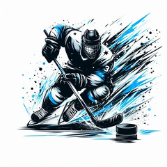 Ice hockey player in action with explosive energy and dynamic movement


