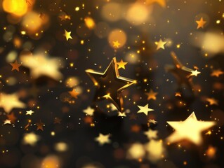Shimmering golden stars against black backdrop.