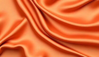 Fototapeta premium Abstract background luxury cloth or liquid wave smooth, flowing orange satin fabric with soft folds and highlights.
