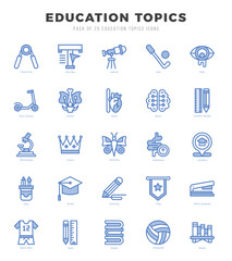 Education Topics Two Color icons collection. 25 icon set. Vector illustration.