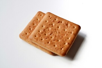 crispy square crackers isolated on white. biscuits