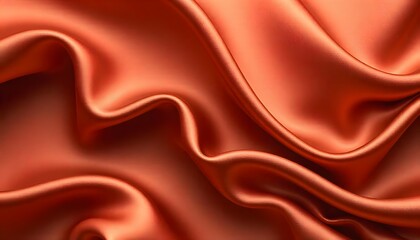 Obraz premium Abstract background luxury cloth or liquid wave smooth, flowing orange satin fabric with soft folds and highlights.