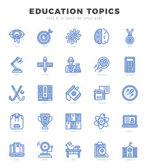 Simple Set of Education Topics Related Vector Two Color Icons.