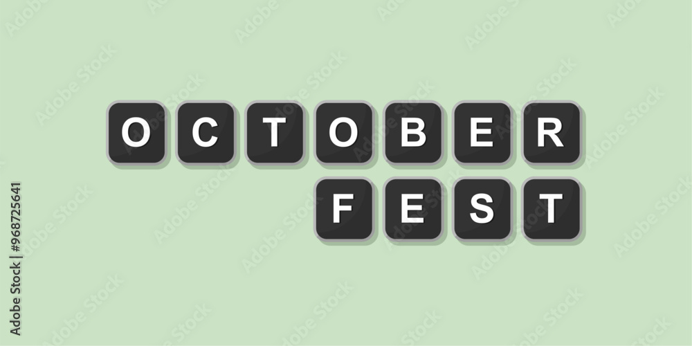 Fototapete october themed word illustration of computer keyboard, vector format design with bright green backgr
