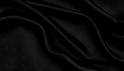 Obraz premium Abstract background luxury cloth or liquid wave. Smooth, flowing black satin fabric with soft folds and highlights