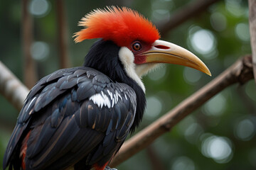 Obraz premium Hornbill Perched in Borneo, Site of Indonesia's New Capital