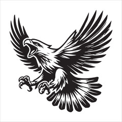 Obraz premium Philippine Eagle Silhouette Clipart - Eagle Bird Vector Illustration in black and white