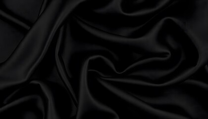 Fototapeta premium Abstract background luxury cloth or liquid wave. Smooth, flowing black satin fabric with soft folds and highlights