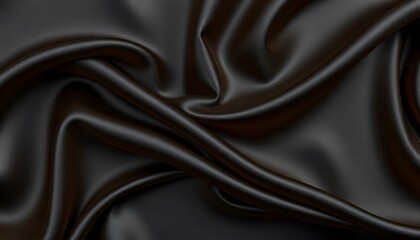 Obraz premium Abstract background luxury cloth or liquid wave. Smooth, flowing black satin fabric with soft folds and highlights