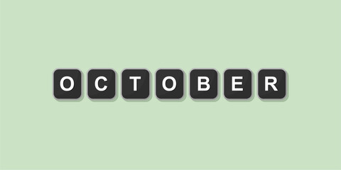 October themed word illustration of computer keyboard, vector format design with bright green background