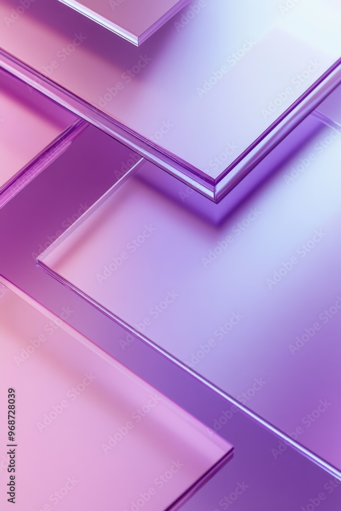 Poster a purple background with a series of glass panels. the glass panels are arranged in a way that creat